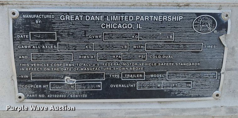 image for item DF8618 2000 Pines 7411TP-SAX dry van trailer