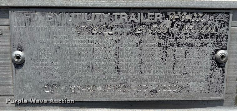 image for item DM1959 2012 Utility VS2DX dry van trailer