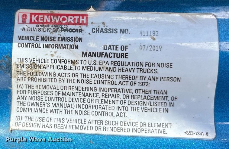 image for item DM1963 2020 Kenworth W990 semi truck