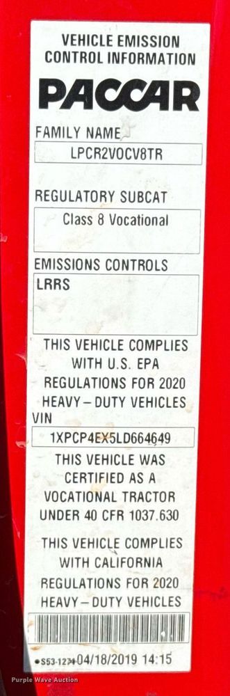 image for item DT6708 2020 Peterbilt 567 semi truck