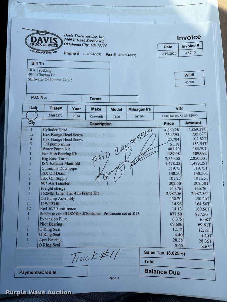 image for item DT6712 2014 Kenworth T660 semi truck