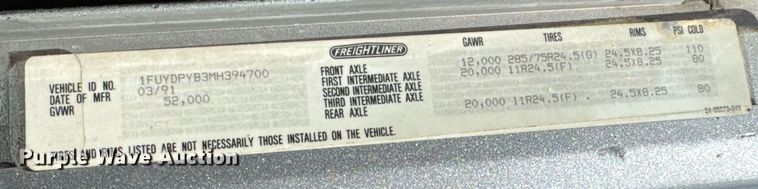 image for item DU9368 1991 Freightliner USF-1E semi truck