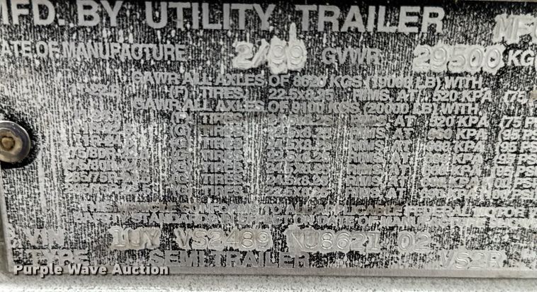 image for item DW3386 1999 Utility  VS2R refrigerated van trailer