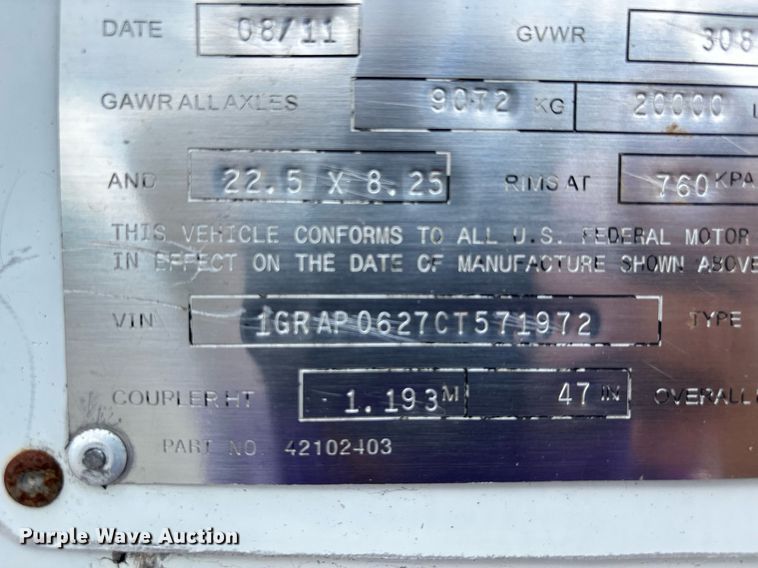 image for item DW7193 2012 Great Dane CPL-3314-20053 dry van trailer