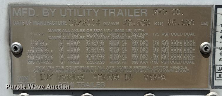 image for item DX5642 2015 Utility Trailers VS2RA refrigerated van trailer