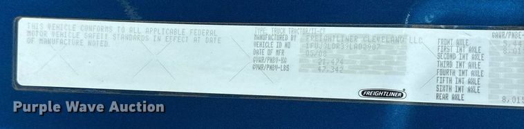 image for item DY0754 2009 Freightliner Cascadia semi truck