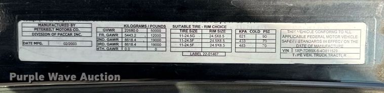 image for item DZ1486 2004 Peterbilt 387 semi truck