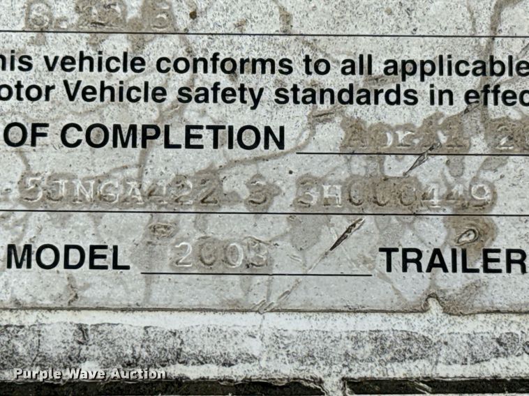 image for item DZ8747 2003 Jet grain trailer