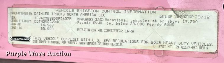 image for item EC1081 2013 Freightliner M2 box truck