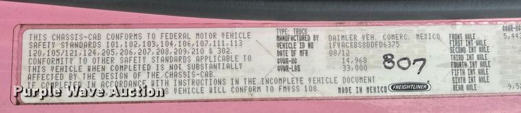 image for item EC1081 2013 Freightliner M2 box truck