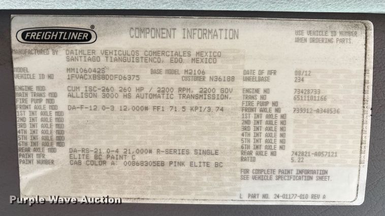 image for item EC1081 2013 Freightliner M2 box truck