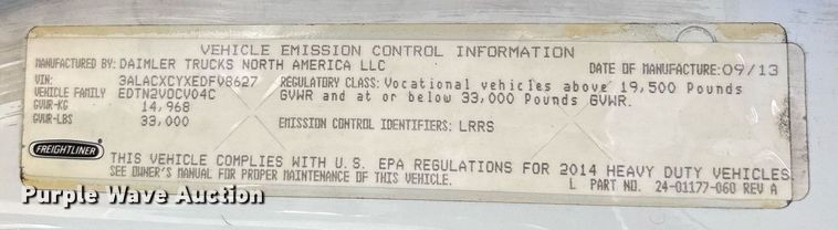 image for item EC1084 2014 Freightliner M2106 box truck