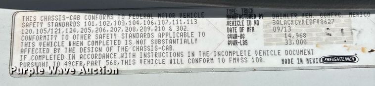 image for item EC1084 2014 Freightliner M2106 box truck