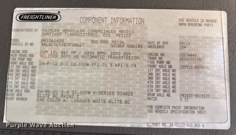 image for item EC1084 2014 Freightliner M2106 box truck