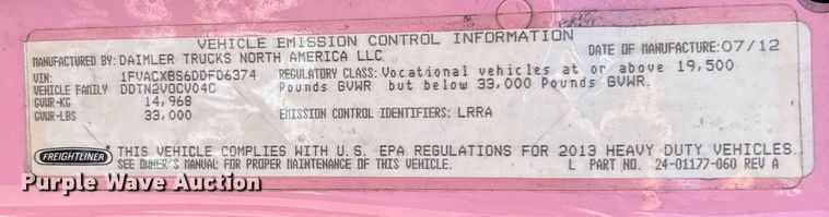 image for item EC1089 2013 Freightliner M2106 box truck