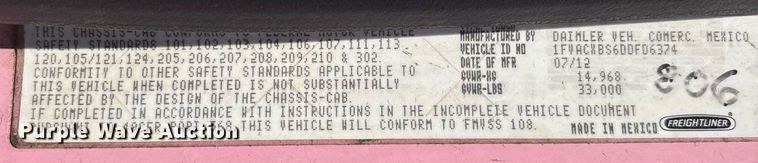 image for item EC1089 2013 Freightliner M2106 box truck