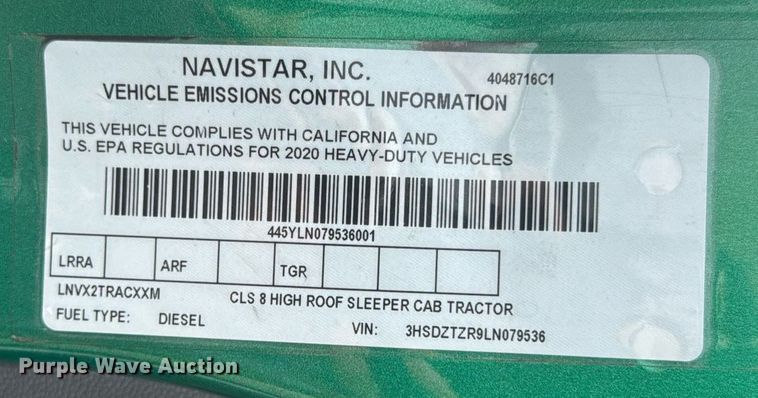 image for item EC3648 2020 International LT625 semi truck