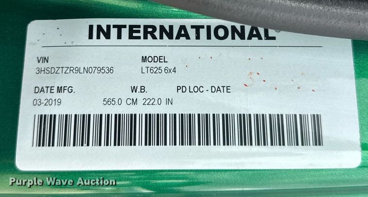 image for item EC3648 2020 International LT625 semi truck