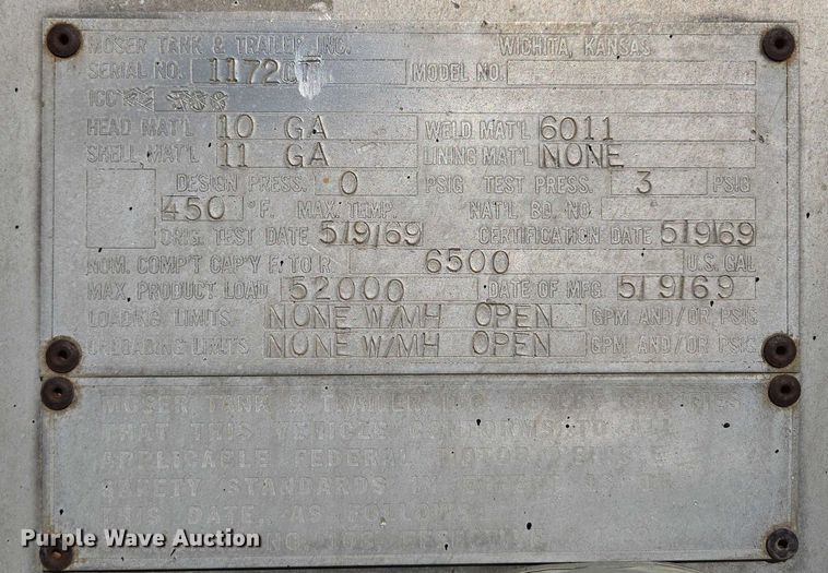 image for item ED2150 1969 Moser Tank and Trailer Inc. asphalt trailer