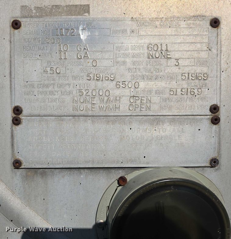 image for item ED2150 1969 Moser Tank and Trailer Inc. asphalt trailer