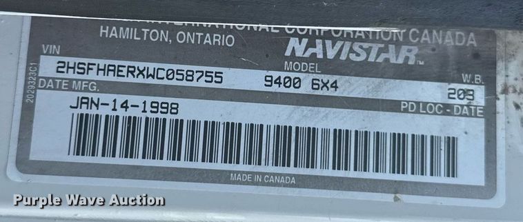 image for item ED4287 1998 International 9400 Eagle semi truck