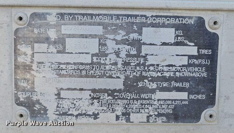 image for item EF1787 2001 Trailmobile dry van trailer