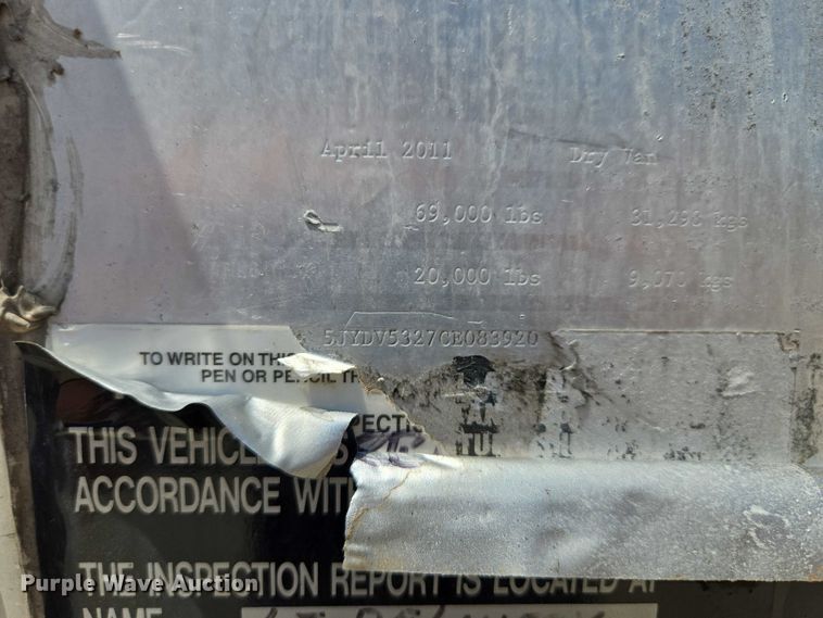 image for item EF1905 2012 Dorsey dry van trailer