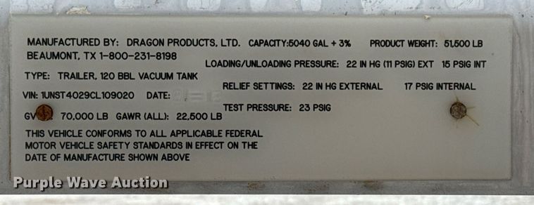 image for item EG6021 2012 Dragon Products LTD. vacuum trailer