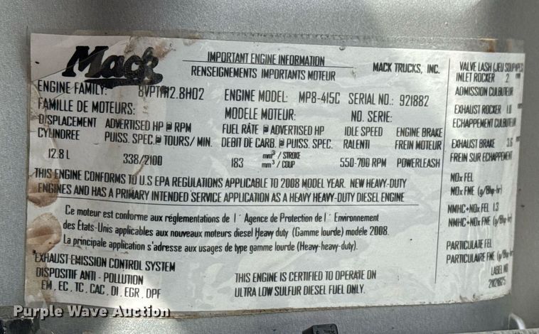 image for item EG6036 2012 Mack CHU613 semi truck