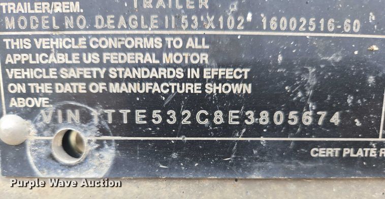 image for item EM2154 2014 Transcraft Deagle II 53x102 drop deck trailer