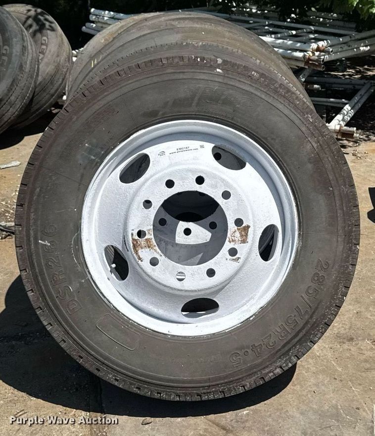 image for item EM2187 (8) 285/75R24.5 tires and wheels
