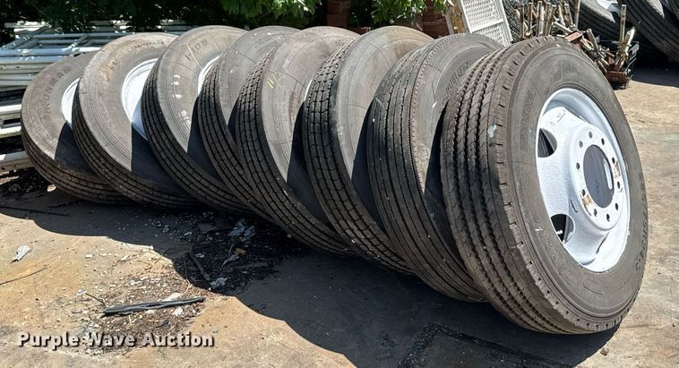 image for item EM2187 (8) 285/75R24.5 tires and wheels