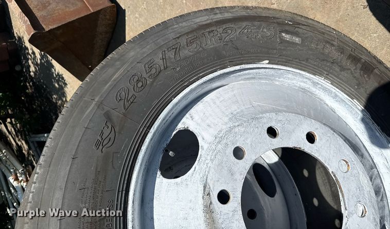 image for item EM2187 (8) 285/75R24.5 tires and wheels