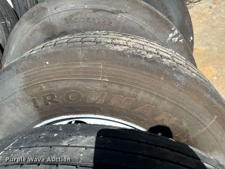 image for item EM2187 (8) 285/75R24.5 tires and wheels