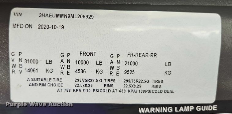 image for item EO4578 2021 International MV607 semi truck