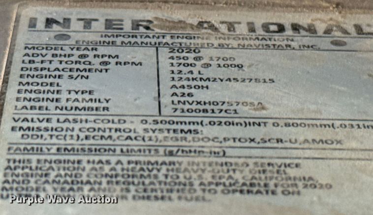 image for item EU2026 2021 International LT625 semi truck