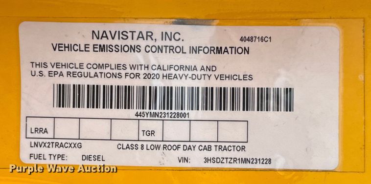 image for item EU2026 2021 International LT625 semi truck