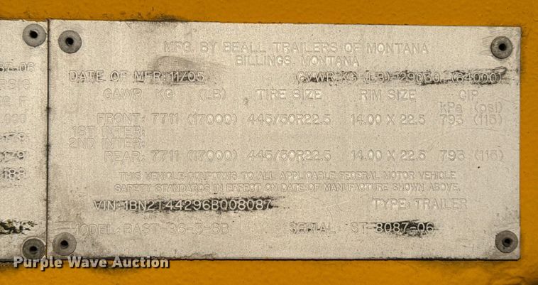 image for item EU2028 2006 Beall BAST-96-3-SB tank trailer