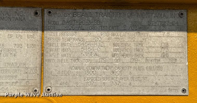 image for item EU2029 2004 Beall BAST-96-3-SB tank trailer