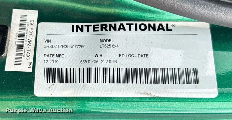 image for item YA0560 2020 International LT625 semi truck