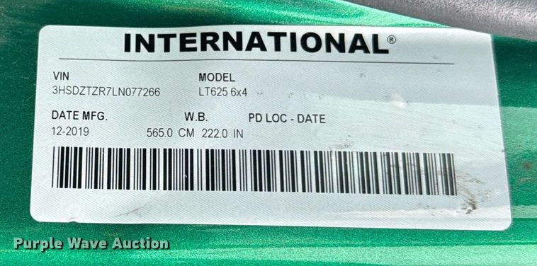 image for item YA0563 2020 International LT625 semi truck