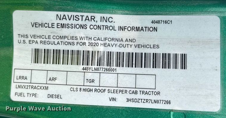 image for item YA0563 2020 International LT625 semi truck