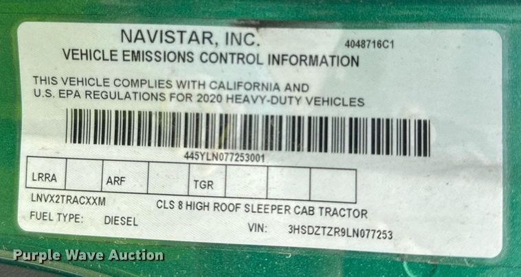 image for item YA0564 2020 International LT625 semi truck