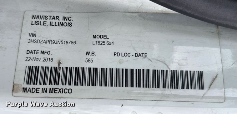 image for item YA0577 2018 International LT625 semi truck