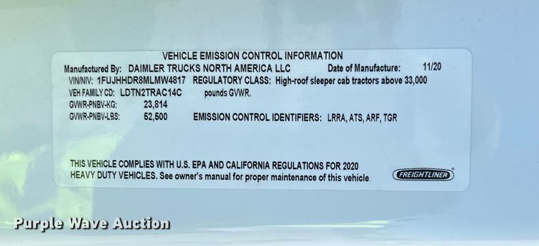 image for item YA0643 2021 Freightliner Cascadia semi truck