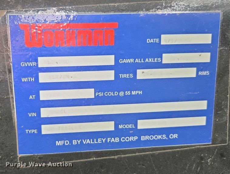 image for item YA0778 2021 Workman end dump pup trailer