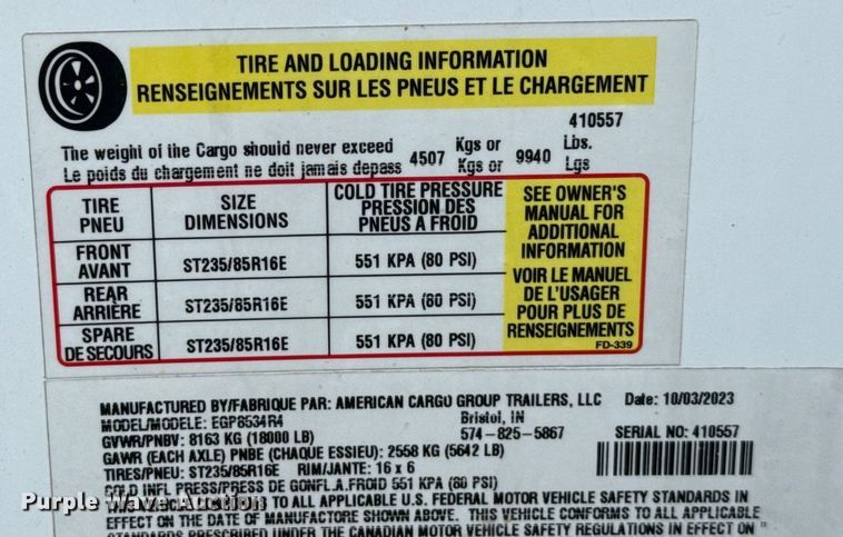 image for item DO7195 2024 Haulmark EGP8534R4 enclosed cargo trailer