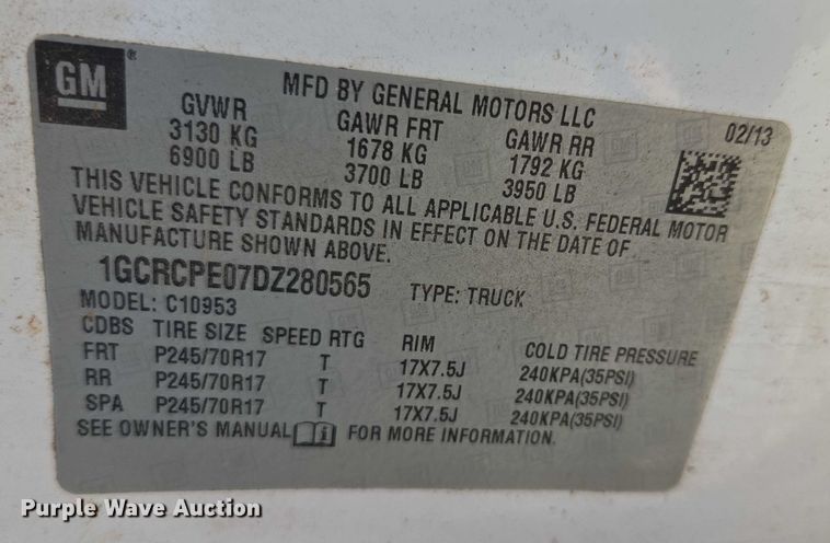 image for item DS3827 2013 Chevrolet Silverado 1500 Ext. Cab pickup truck