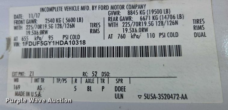 image for item DS3835 2017 Ford F550 Super Duty XL flatbed pickup truck