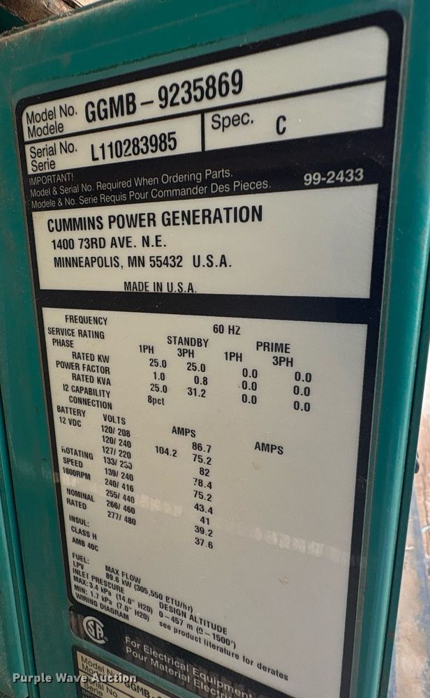 image for item DT6691 Cummins GGMB-9235869 generator